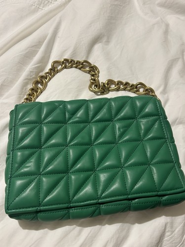 Zara green quilted chunky gold - green,