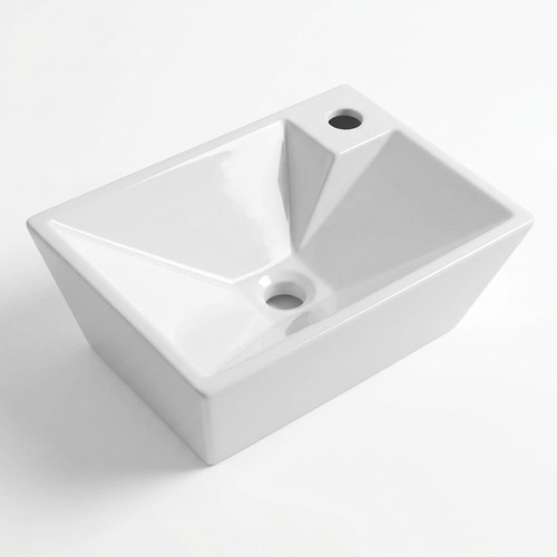 White corner wall hung basin - hung,