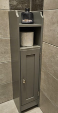 Freestanding Slim Bathroom Cabinet Narrow Storage Cupboard Door Shelve Dove Grey