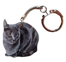 Russian Blue Cat Keyring -