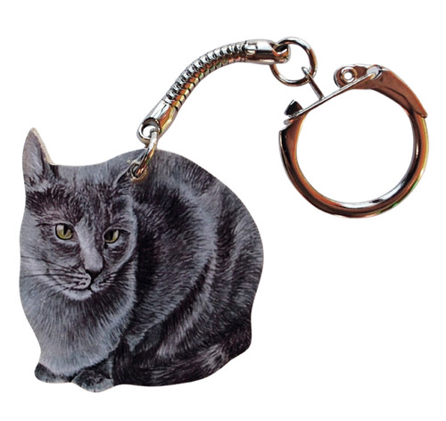 Russian blue cat keyring - blue,