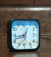 Acctim 1928 Black Travel Alarm Clock No. 45273 Battery Operated