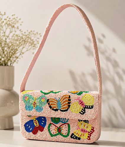 Pink beaded embroidered - beaded,