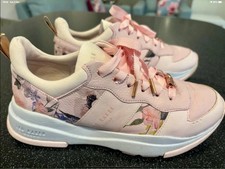Ted Baker Women's Leather Trainers Size 6, Pink, Gold Trimmings. Worn Once.