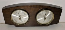 VINTAGE DIPLEX BAROMETER & THERMOMETER SET IN WOOD MADE IN WEST GERMANY 8.5"LONG