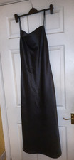 Amaranto black size 12 ankle length silky spaghetti strap dress with cowl neck