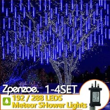 LED Meteor Shower Rain Lights Icicle Snowfall Lights Christmas Outdoor Tree Xmas