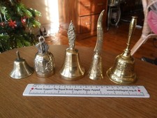 Vintage Assorted Ornate Engraved Brass Desk Top Bell X 5