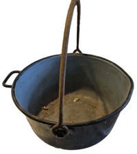 ​Antique Cast Iron Gypsy Pot Cauldron Kettle with Bail Handle Rustic Farmhouse