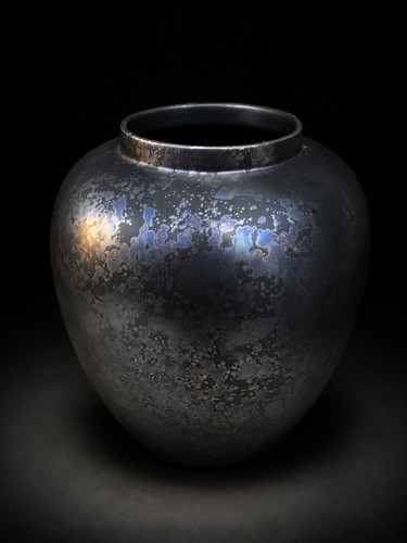 Poole pottery iridescent black - pottery,