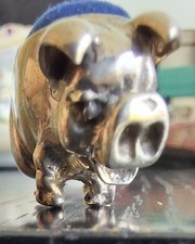 Rare Victorian Style Sterling Silver Pin Cushion in The Form of a Pig