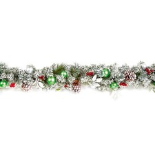 1.8m Christmas Garland Snow Flocked Pine & berries baubles