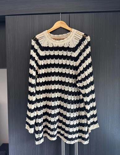 Zara black cream striped - zara,