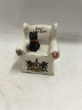 Carlton Crested China Black Cat ON Upholstered Armchair Eastbourne