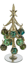 Glass Christmas Tree & Baubles Decoration Ornament - 8'' 20cm Crystal Shudehill
