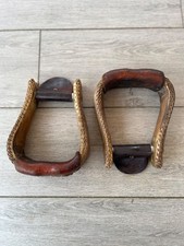 Western Stirrups, Rawhide And Leather 2.5” tread