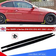 2pcs Side Skirts  Extensions For BMW M3 E90 E92 E93 3 Series 2007-14 Gloss Black