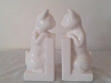 Kitty Cat Bookends White Ceramic Kitten Cat Book Ends