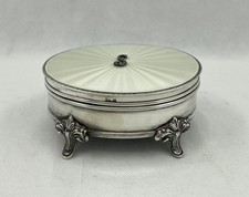 Vintage Solid Sterling Silver Enamel Jewellery Box Birmingham 1960 Adie Brothers