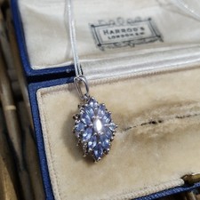 925 Sterling Silver Necklace, Natural Tanzanite Floral Pendant, Gems Jewellery 