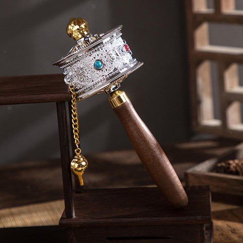 Tibetan prayer wheel hand held - wheel,