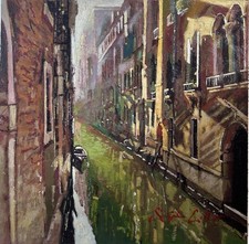 Venice Study III Original Oil On Wood Painting By STEPHEN COLLETT 12 X12”