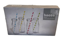 BOCCA 250ml 4 x MILK BOTTLES WITH STRAWS UNUSED & BOXED