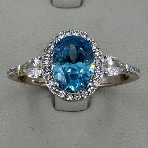 Blue crystal gold plated ring - crystal,