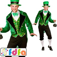 Wicked Deluxe Green Leprechaun Mens Adults Fancy Dress Costume