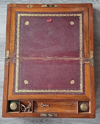 Antique locking walnut writing - antique,