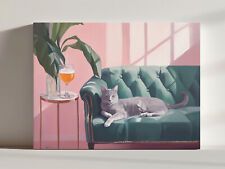 Russian Blue Cat With Cocktail