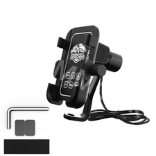 CNC Motorcycle Cell Phone Holder Rear Mirror Mount USB Fast Charger Accessories