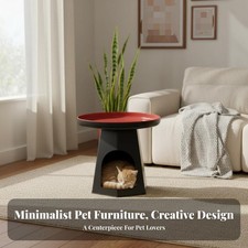 Round Nightstand with Cat