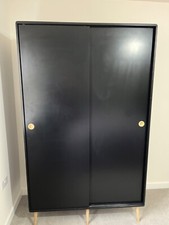 Black double B&Q lightly used painted wardrobe with sliding doors