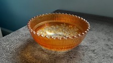 VINTAGE ORANGE CARNIVAL MOULDED GLASS EMBOSSED WITH WINDMILLS BOWL