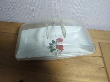 Vintage Dialene Better- Maid Sandwich Cake Server Tray With Lid Red Rose Plastic