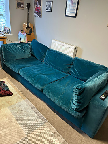 Teal velvet seater sofa - velvet,