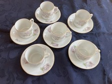 Vintage 6 Pretty China Small Coffee Cups & Saucers