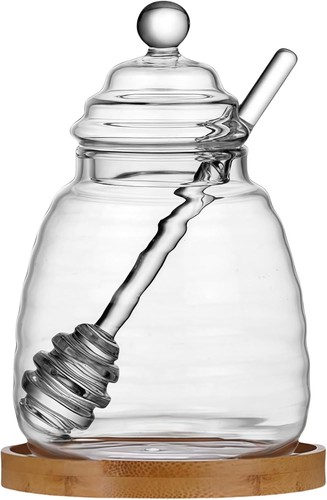 Glass honey pot 500ml - pot,