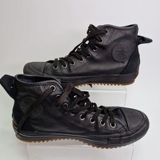 Converse Shoes Size 8 Mens Black Leather Hollis Hi Tops Chuck Taylor All Star