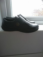 AMBER BLACK LEATHER WIDE FIT EEE WOMENS COMFORT SHOES TOUCH FASTENING UK 8 NEW