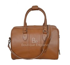 HOLDALL Tan 9030 Stylish Weekend Duffle Travel Gym Real Genuine Leather Bag