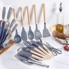 19Pc Silicone Cooking Spoon Tools Kitchen Cookware Nonstick Baking Utensils Set~