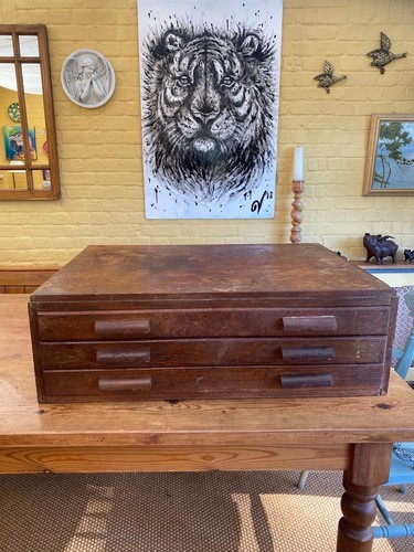 Vintage oak plan chest perfect - plan, chest.perfect