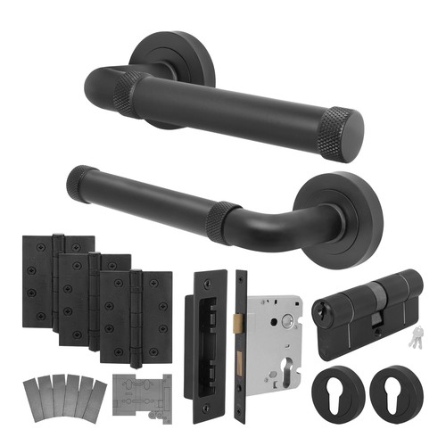 Black internal door handle - black,