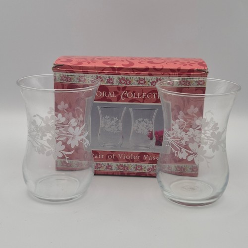 Pair clear glass violet - glass,
