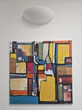 ORIGINAL Handmade Abstract Painting Square Canvas Signed COA-  - OOAK