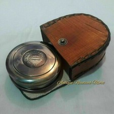 Nautical Brass Stanley London 1885 Compass With Leather Box Gift Item