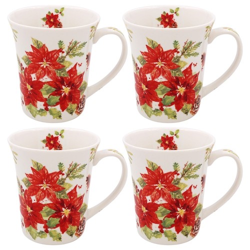 Poinsettia set mugs gift - 4,