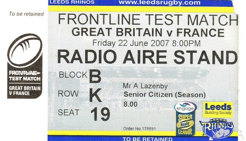 Ticket great britain v - britain,